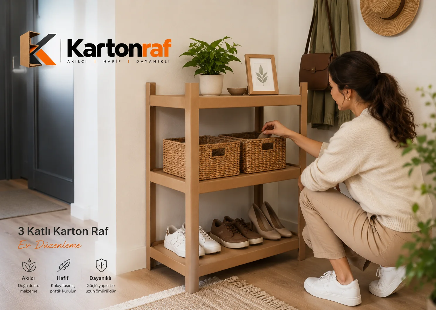 3 Katlı Karton Raf - Ev Düzenleme ve Genel Depolama - Ev Düzenleme ve Genel Depolama Karton Raf
