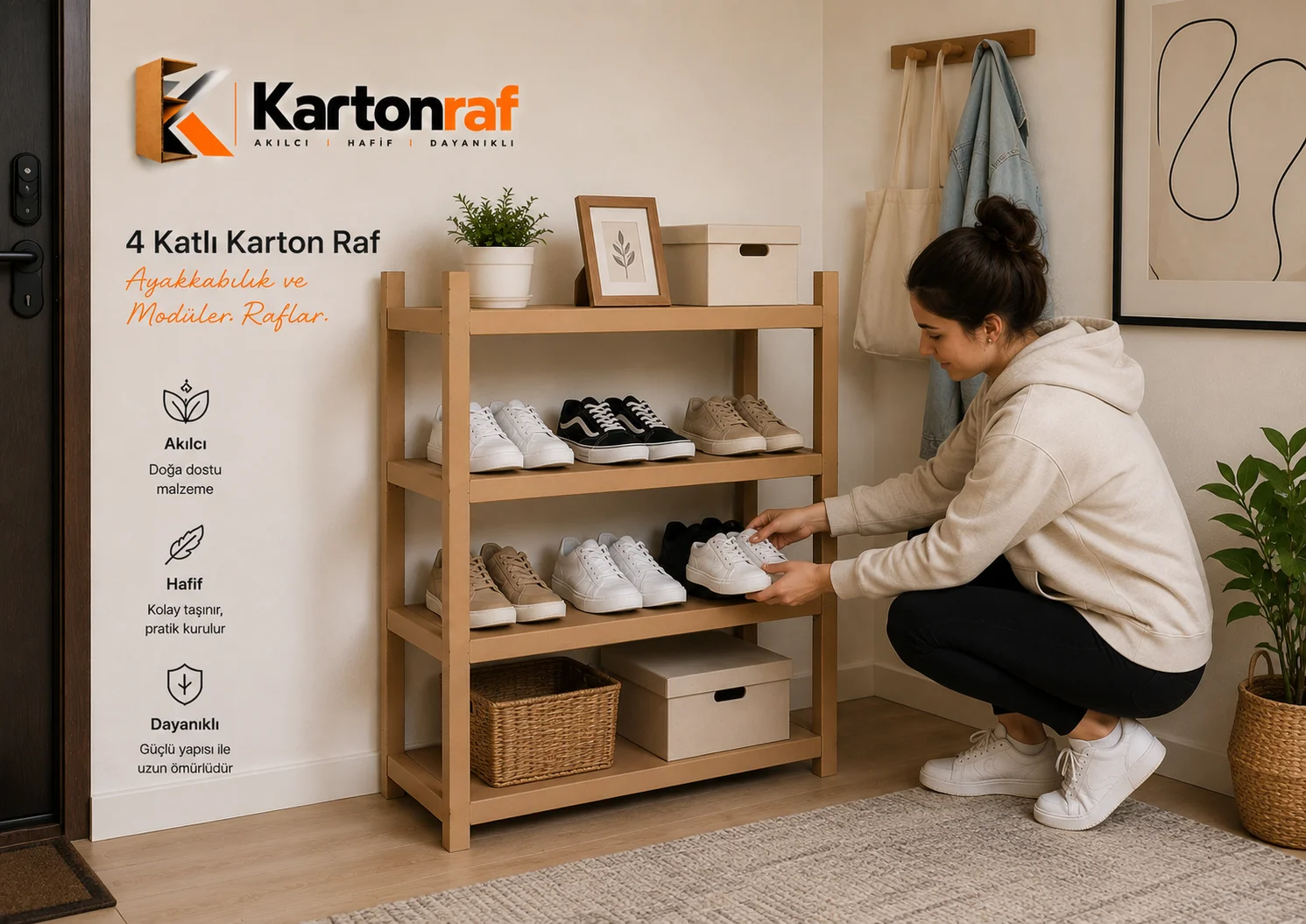 4 Katlı Karton Raf - Ayakkabılık ve Modüler Raflar - Ayakkabılık ve Modüler Raflar Karton Raf