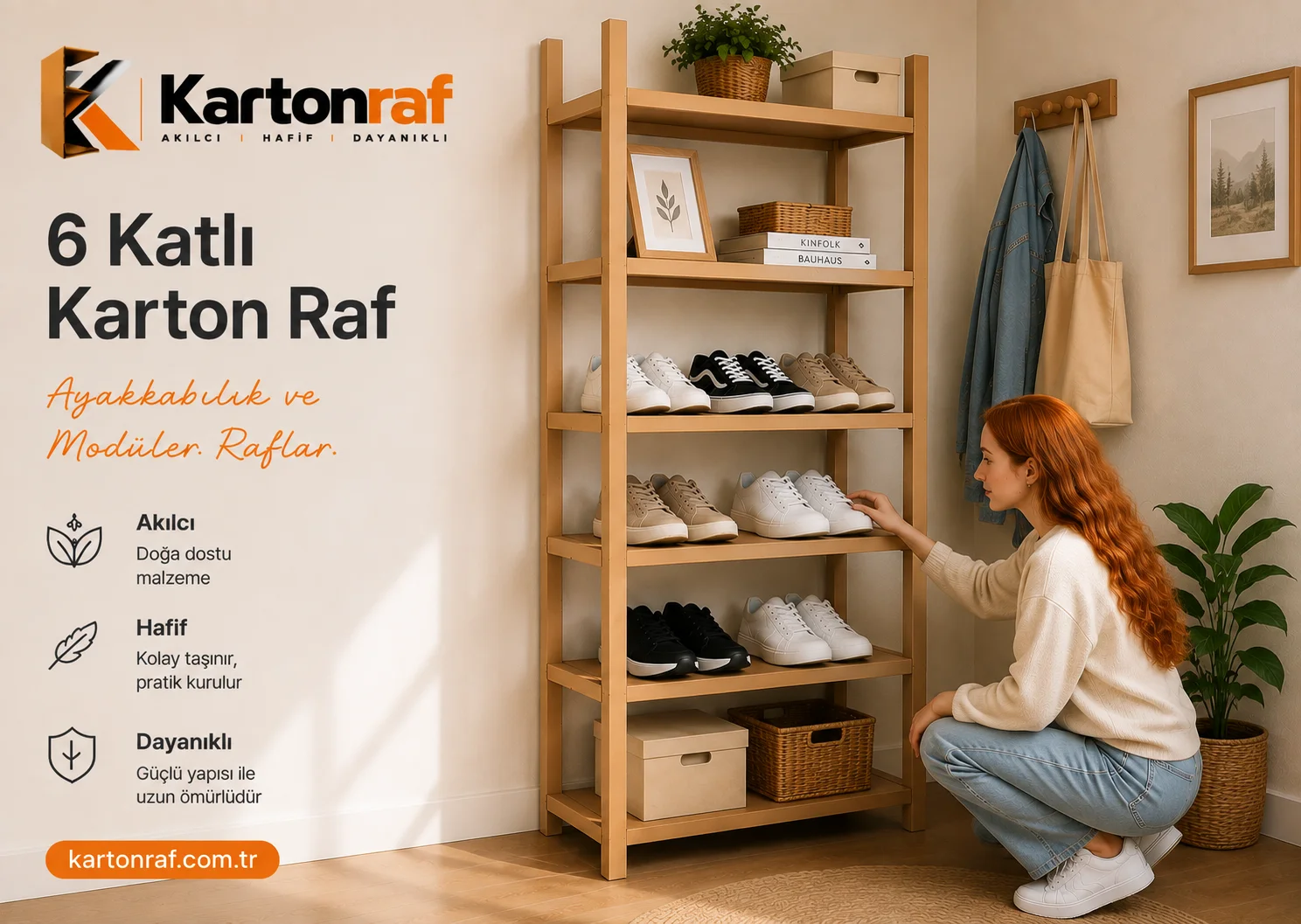 6 Katlı Karton Raf - Ayakkabılık ve Modüler Raflar - Ayakkabılık ve Modüler Raflar Karton Raf