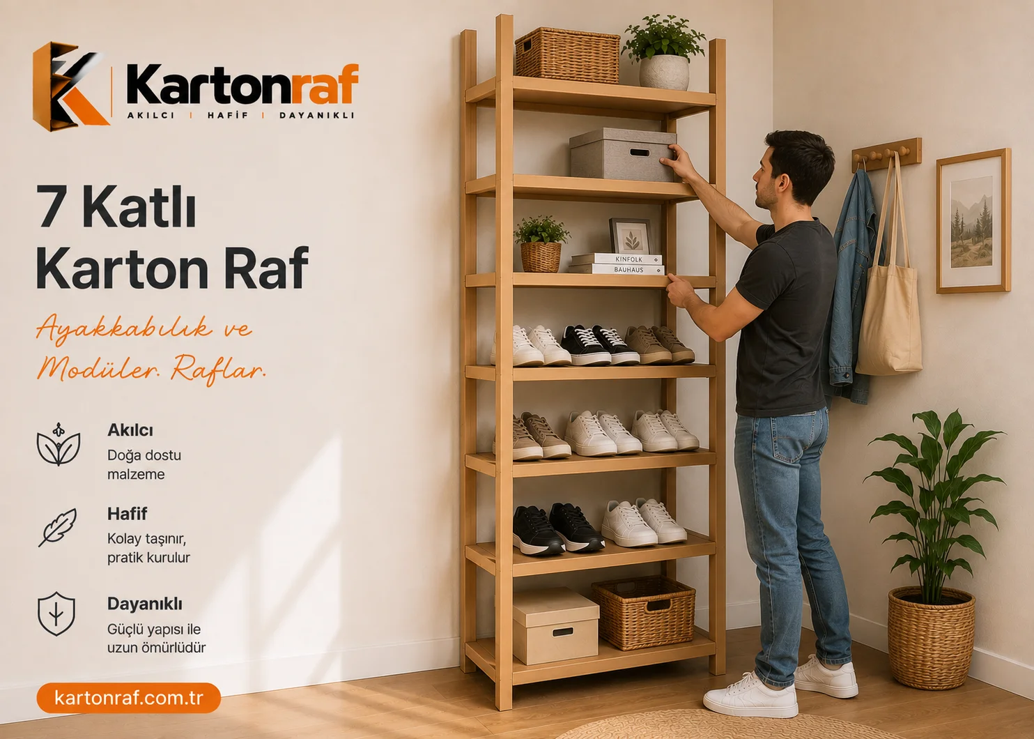 7 Katlı Karton Raf - Ayakkabılık ve Modüler Raflar - Ayakkabılık ve Modüler Raflar Karton Raf